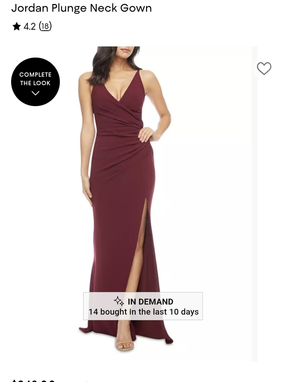 Dress the Population Jordan Plunge Gown in Burgundy